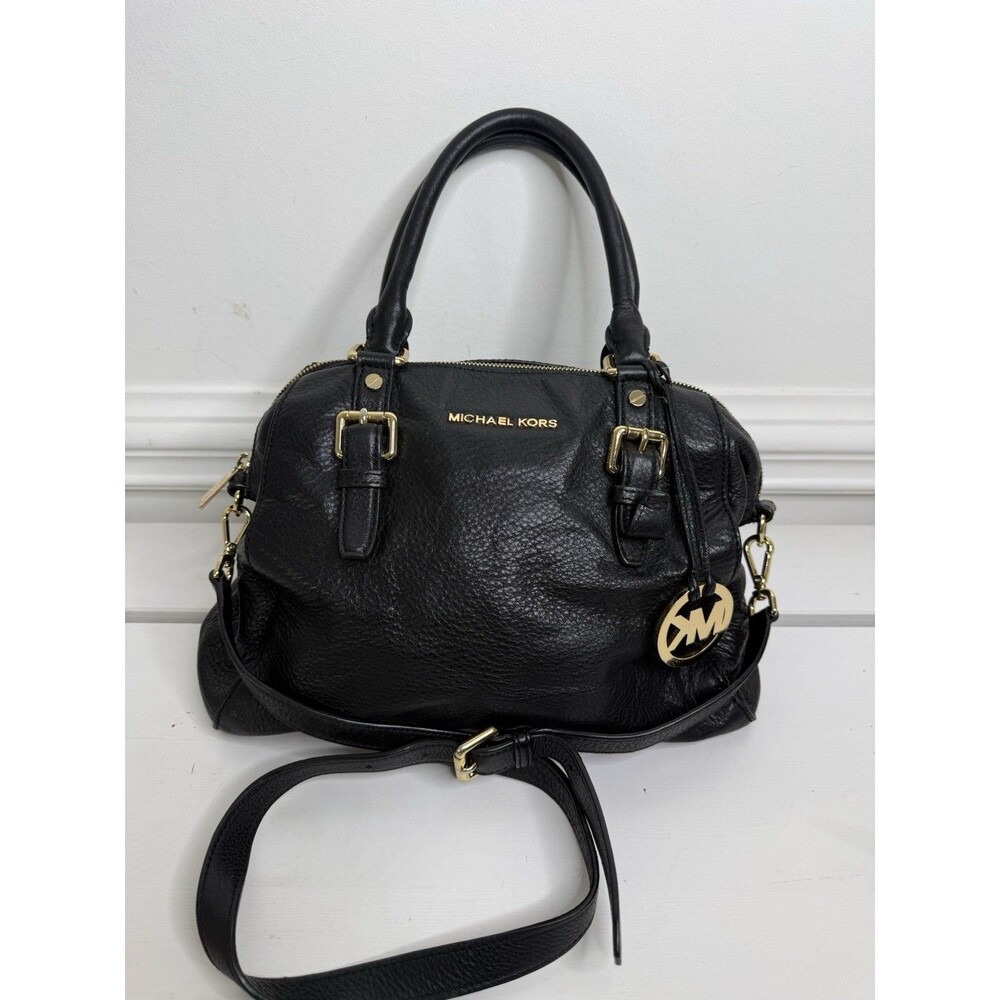 Michael Kors Black Pebbled Leather Satchel Crossbody Shoulder Bag